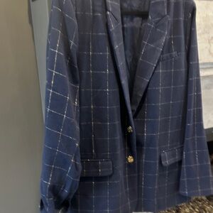 Draper James Navy Checkered Blazer